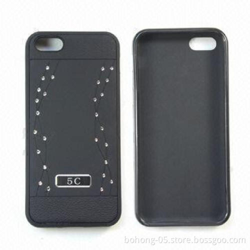 Phone Cover for iPhone 5C, PC and TPU Materials, with Sparkling Wavy Decorations